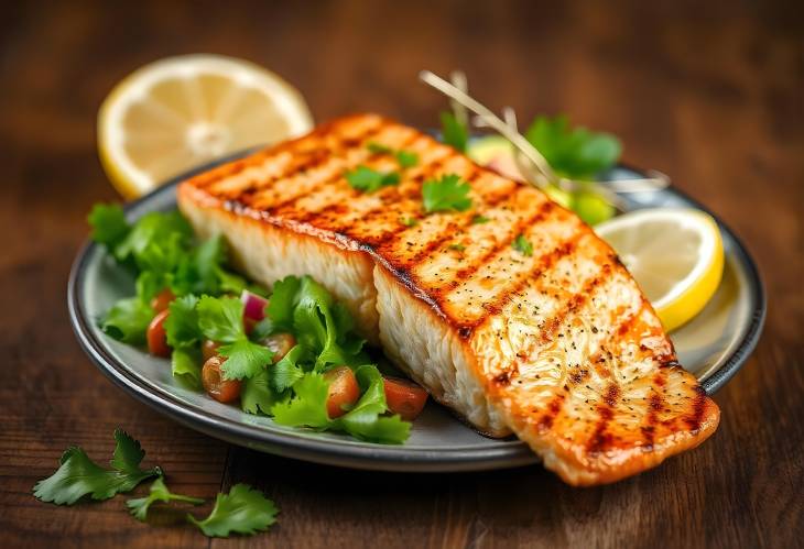 Delicious Grilled Salmon with Salad